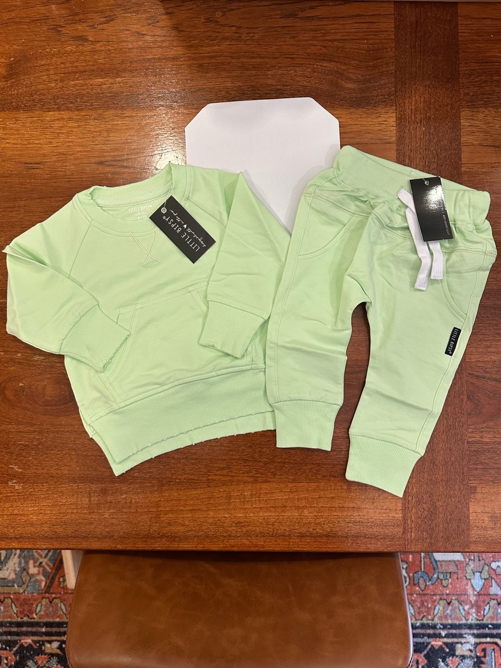 NWT Little Bipsy Neon Pocket Pullover and Jogger, Lime, 6-12 Months